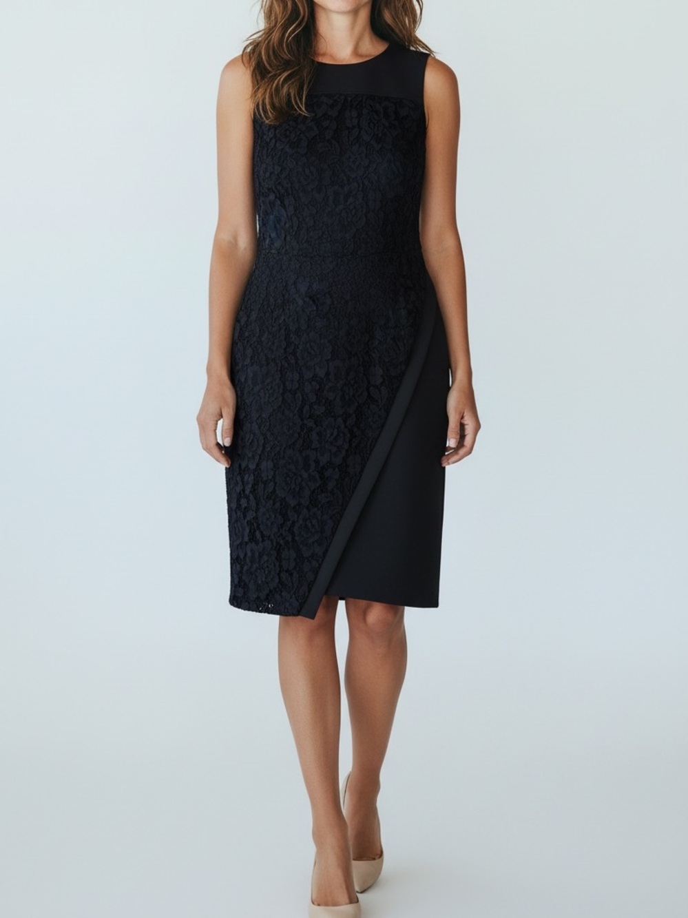 Tommy Hilfiger Black Lace Midi Sheath Dress NWT